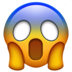 The fear emoji -- a blue and yellow face with hands up to cheeks showing a scared look.